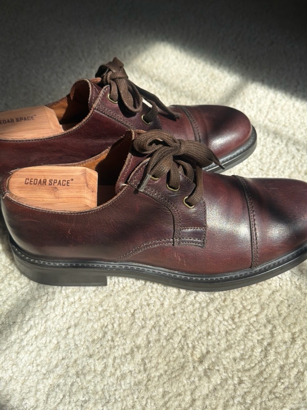 Coach Men's Burgundy Leather Derby Shoes